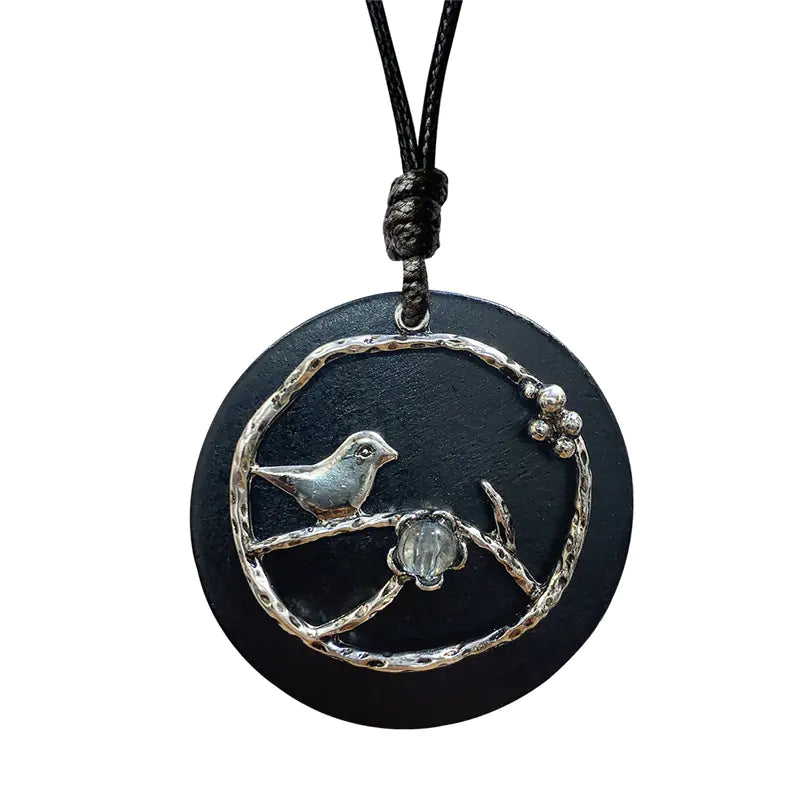 Vintage Style Long Sweater Necklace with Bird Pendant