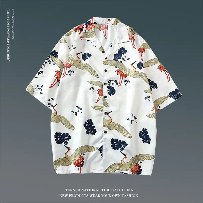 Men's Vintage Hawaiian Floral Beach Shirt (Loose Fit)