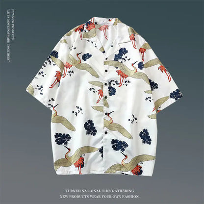 Men's Vintage Hawaiian Floral Beach Shirt (Loose Fit)