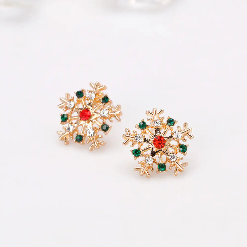 Christmas Snowflake Earrings with Rhinestones