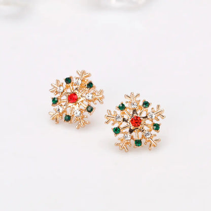 Christmas Snowflake Earrings with Rhinestones