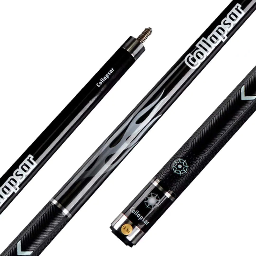 Collapsar R Series 58Inch 2-Pieces Maple Billiard Pool Cue Stick PU Grip (Black 19.5OZ)