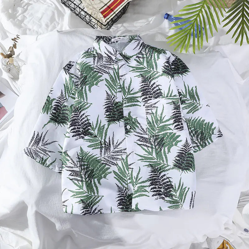 Men's Vintage Hawaiian Floral Beach Shirt (Loose Fit)