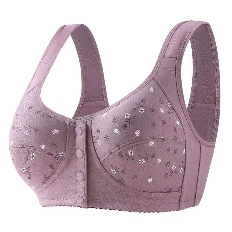 New Print Front Closure Women's Soft Cotton Bra