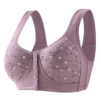 New Print Front Closure Women's Soft Cotton Bra