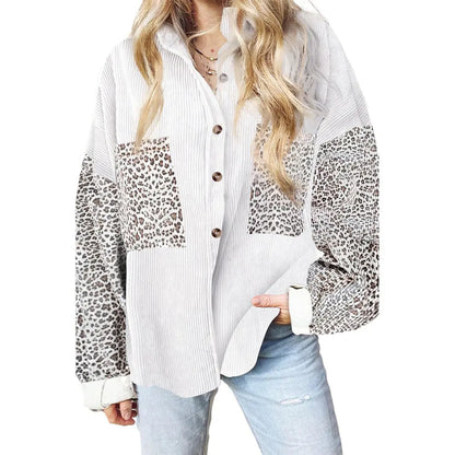 Leopard Print Loose Long Sleeve Jacket for Women