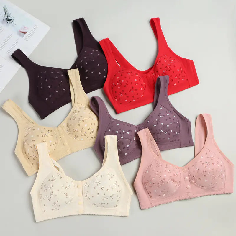 New Print Front Closure Women's Soft Cotton Bra