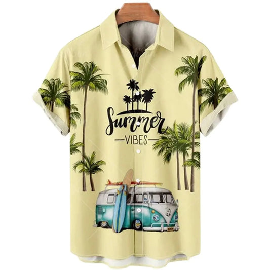 Men's Loose Fit 3D Hawaiian Print Short Sleeve Shirt