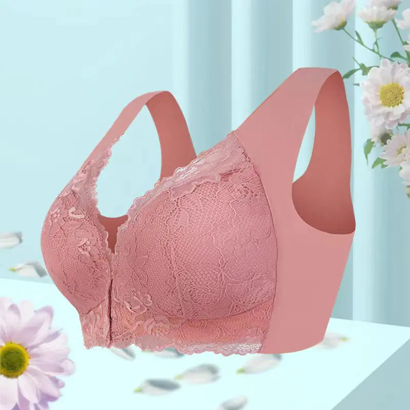 Lace Wireless Bra for Women - Plus Size Front Closure