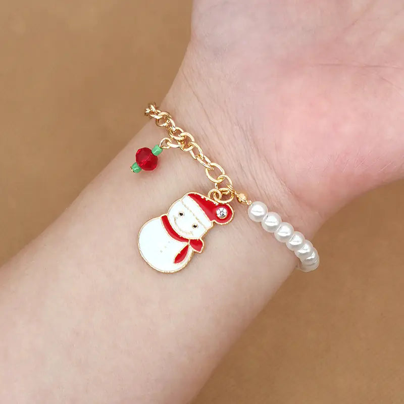 Elk Snowflake Christmas Bell Bracelet