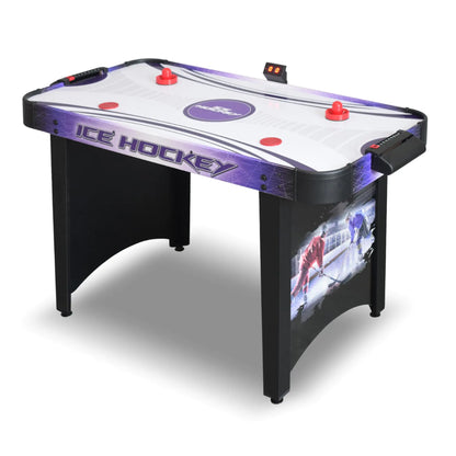 Hathaway Hat Trick 4-Ft Air Hockey Table for Game Room - With LED Scoring High-Output Blower Manual Backup Strikers & Pucks - Black and Purple Finish