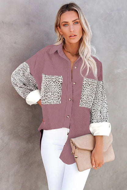 Leopard Print Loose Long Sleeve Jacket for Women