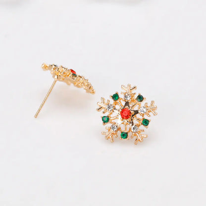 Christmas Snowflake Earrings with Rhinestones
