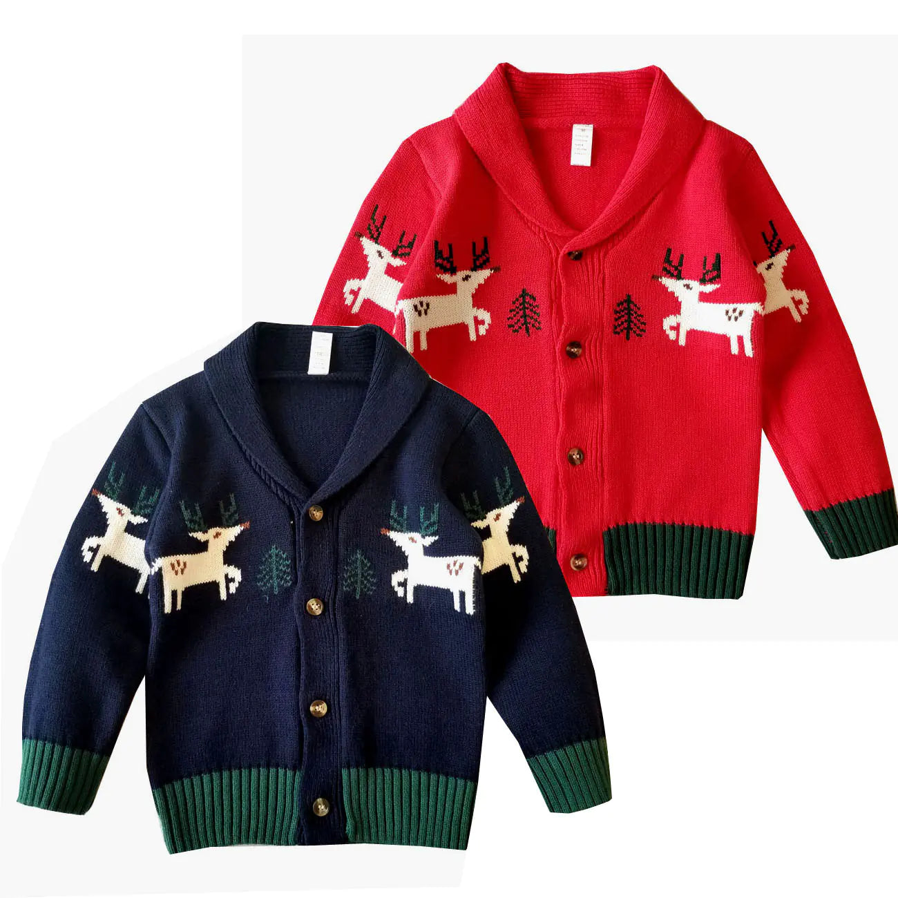 Children's Christmas Elk Lapel Cardigan