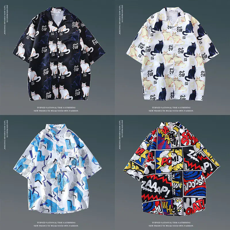 Men's Vintage Hawaiian Floral Beach Shirt (Loose Fit)