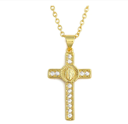 Cross Religious Accessories with Virgin Mary Pendant Necklace