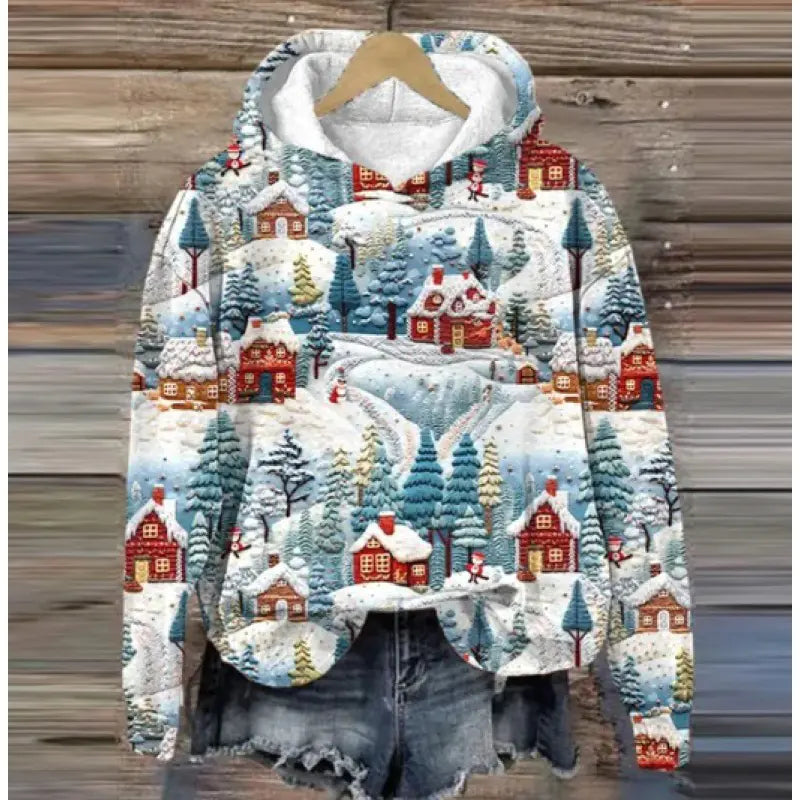 Christmas Holiday Casual Hooded Sweater Print