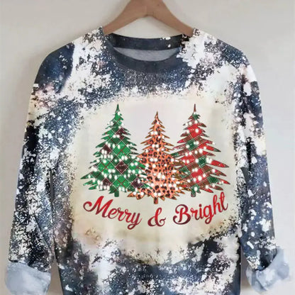 Christmas Tree Print Long-sleeve Women's Top