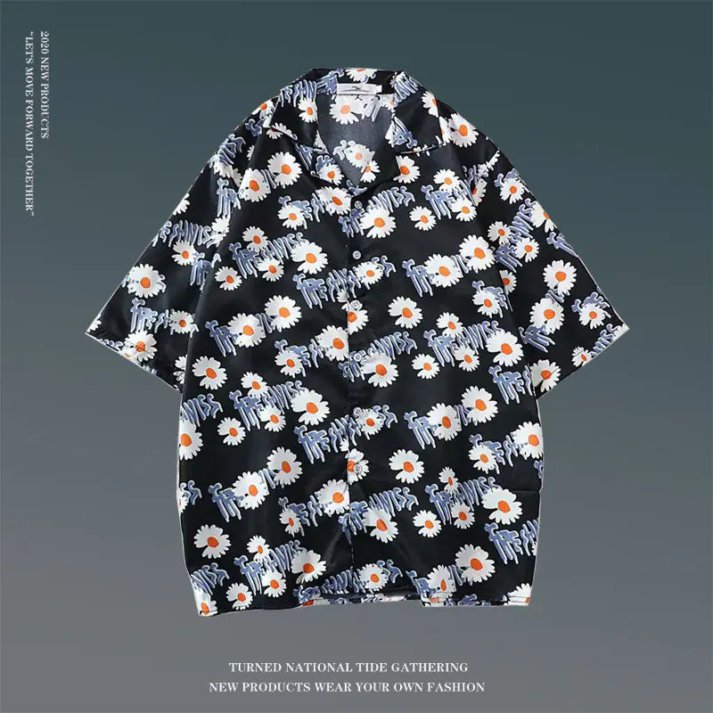 Men's Vintage Hawaiian Floral Beach Shirt (Loose Fit)