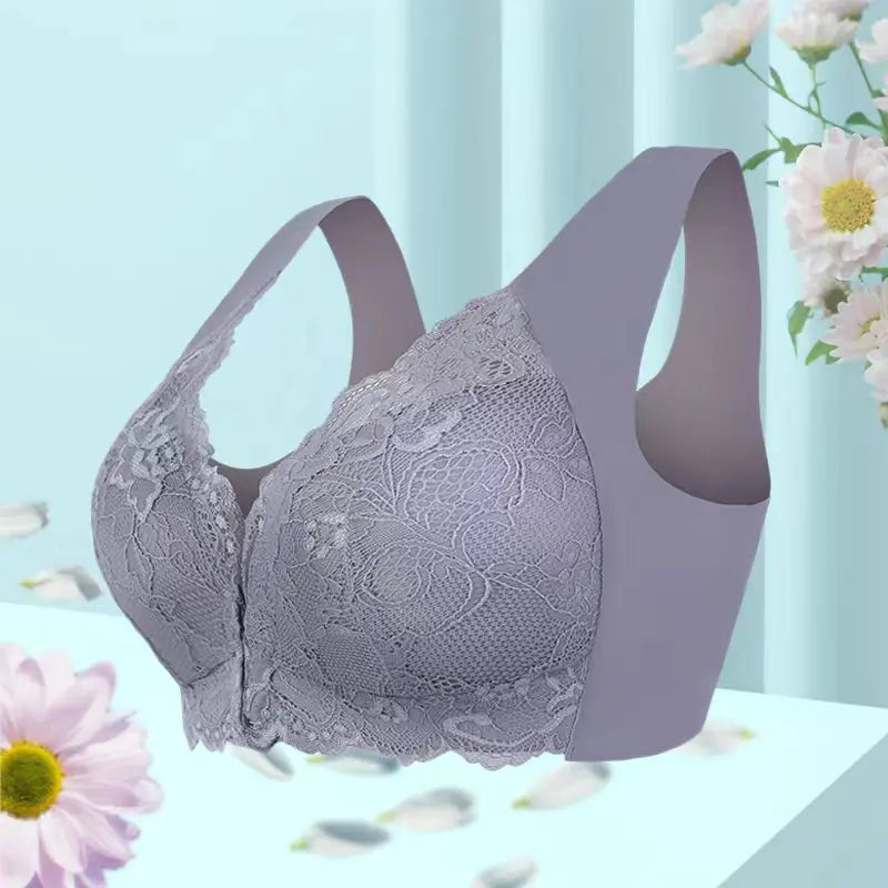 Lace Wireless Bra for Women - Plus Size Front Closure