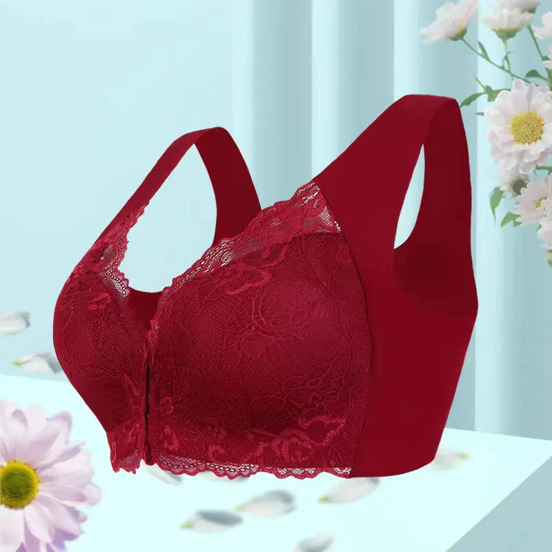 Lace Wireless Bra for Women - Plus Size Front Closure