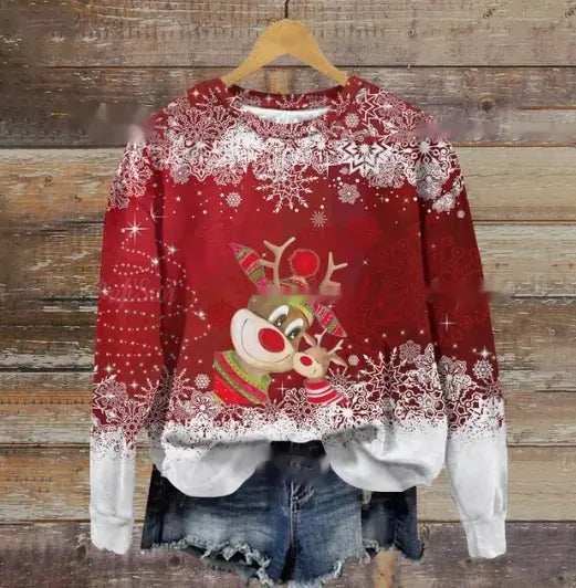 Funny Print Christmas Holiday Sweater for Women