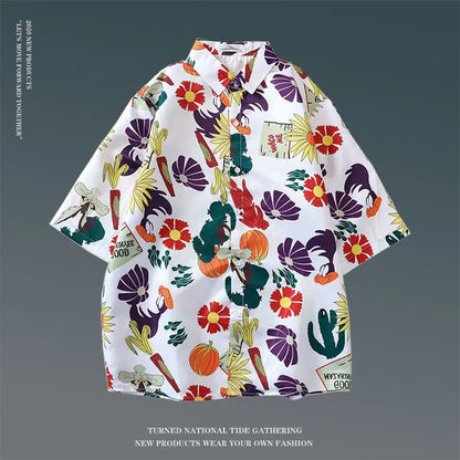 Men's Vintage Hawaiian Floral Beach Shirt (Loose Fit)