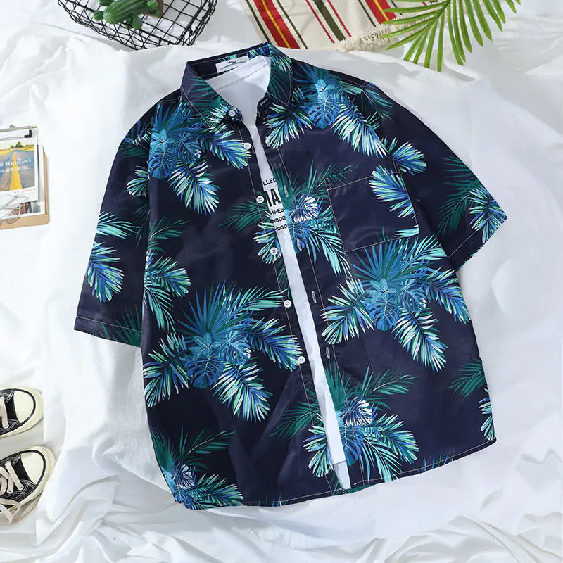 Men's Vintage Hawaiian Floral Beach Shirt (Loose Fit)