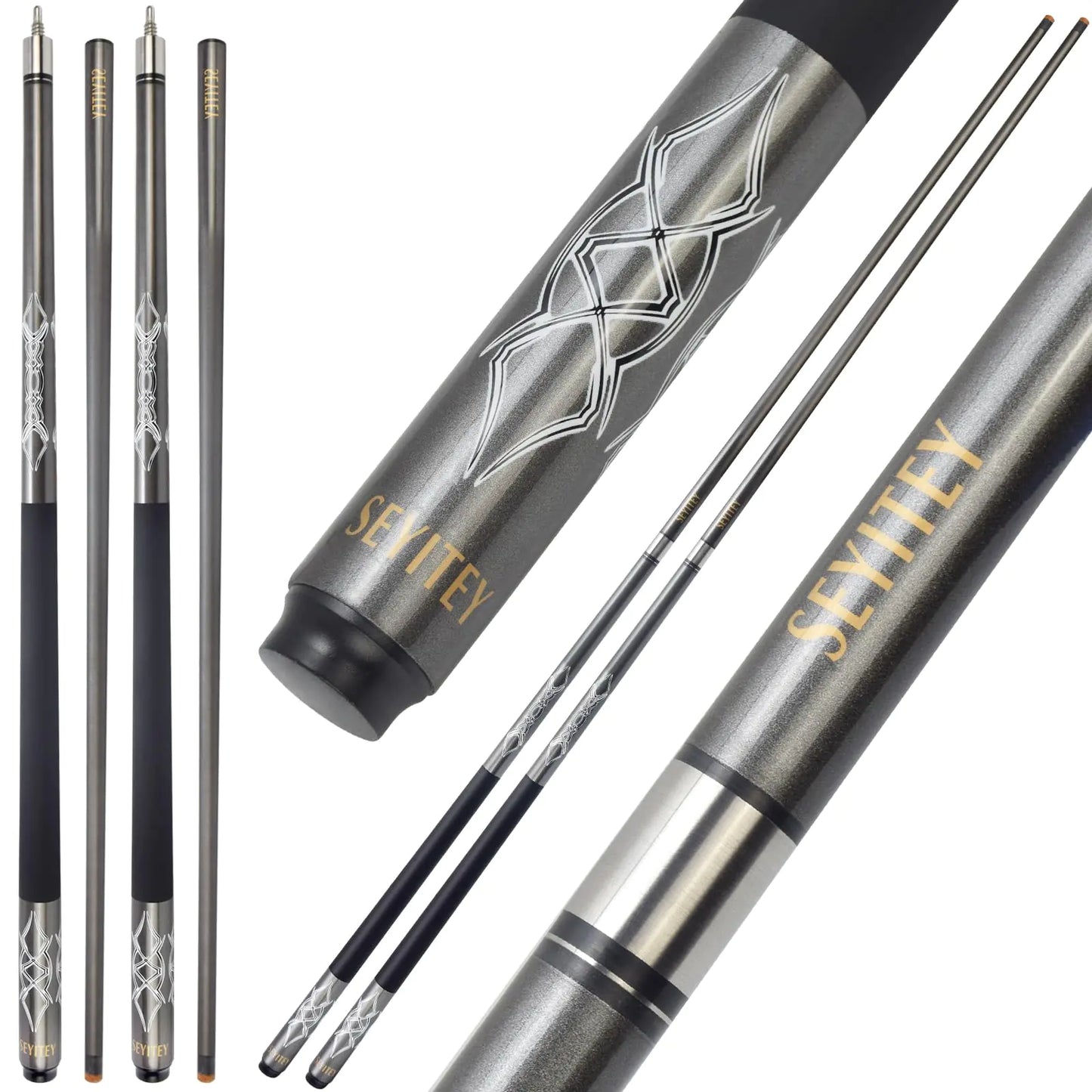 VANLAN 58-Inch Carbon Durable Professional Billiard Cues Small Head Pool Cues Billiard Stick Snooker Rod Supplies AccessoryBilliards Supplies (Gray)