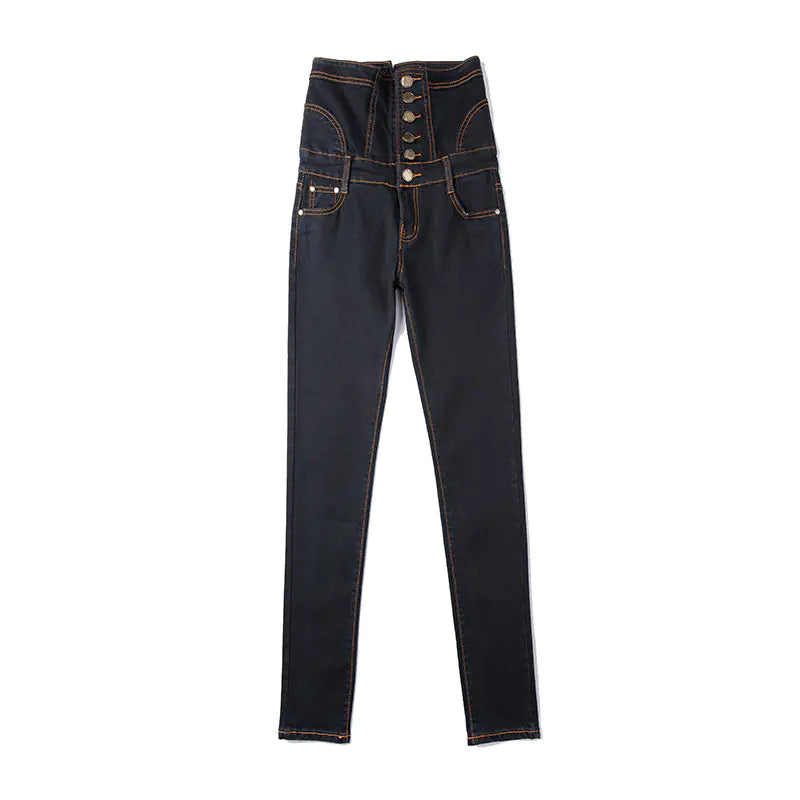Slim Fit High-Waisted Denim Pencil Pants
