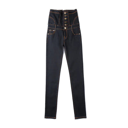 Slim Fit High-Waisted Denim Pencil Pants