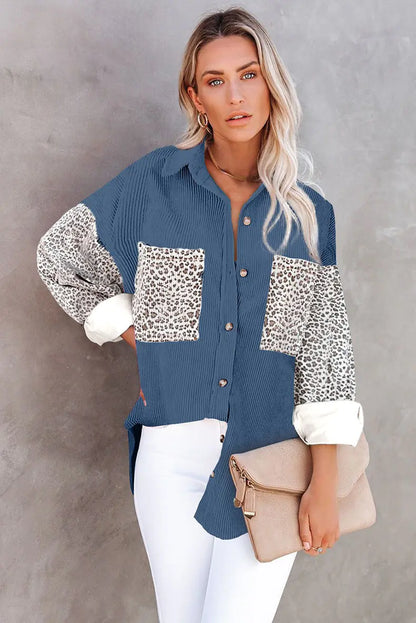 Leopard Print Loose Long Sleeve Jacket for Women