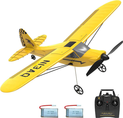 VOLANTEXRC RC Plane Trainer Sport Cub 3CH Remote Control Airplane with Prop Saver 6-Axis Gyro Stabilizer & 3 Modes to Fly Radio Controlled Aircraft RTF for Beginners Kids and Adults (400mmYellow)