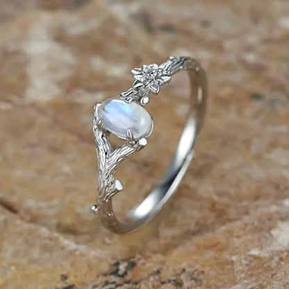 Feminine Natural Moonlight Stone Ring