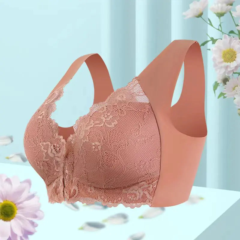 Lace Wireless Bra for Women - Plus Size Front Closure
