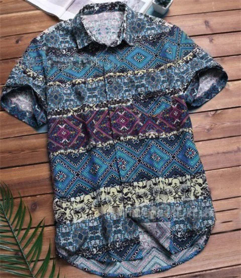 Men's Hawaiian Floral Shirt for Beach Vacation Wear