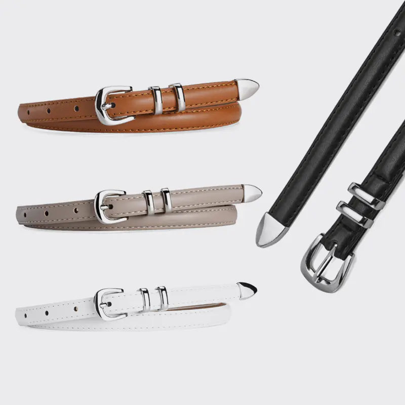 Stylish Silver Buckle 3-Piece Women's Belt Set