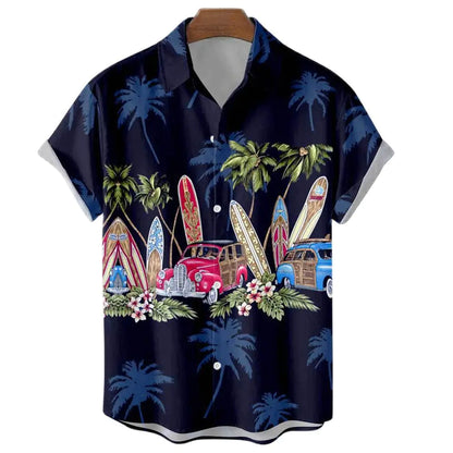 Men's Loose Fit 3D Hawaiian Print Short Sleeve Shirt