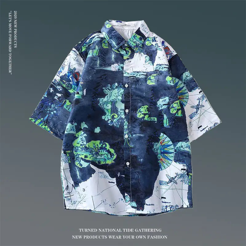 Men's Vintage Hawaiian Floral Beach Shirt (Loose Fit)