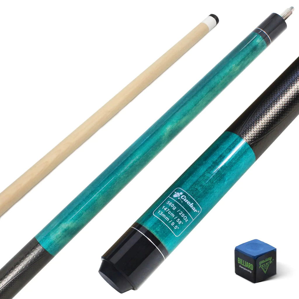 CUEBAR Pool Cue 58 Inch Pool Sticks for Adults 2-Piece House Bar Billiard Cue Stick with 3D Grip Pool Table Sticks for Men Women - Teal20 Oz