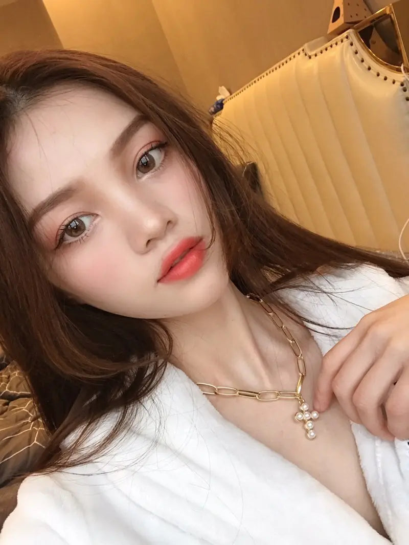 Vintage Coin Pearl Cross Layered Choker Necklace