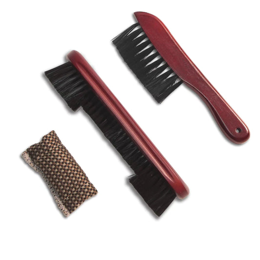 CUEMART Billiard Table and Rail Brushes Set with Cue Cleaning Cloth Pool Table/Pool Cues Cleaning Tools Billiards Table Felt Pool Stick Shaft Cleaner Wipe Dry Cloth Hardwood Brushes Set of 3