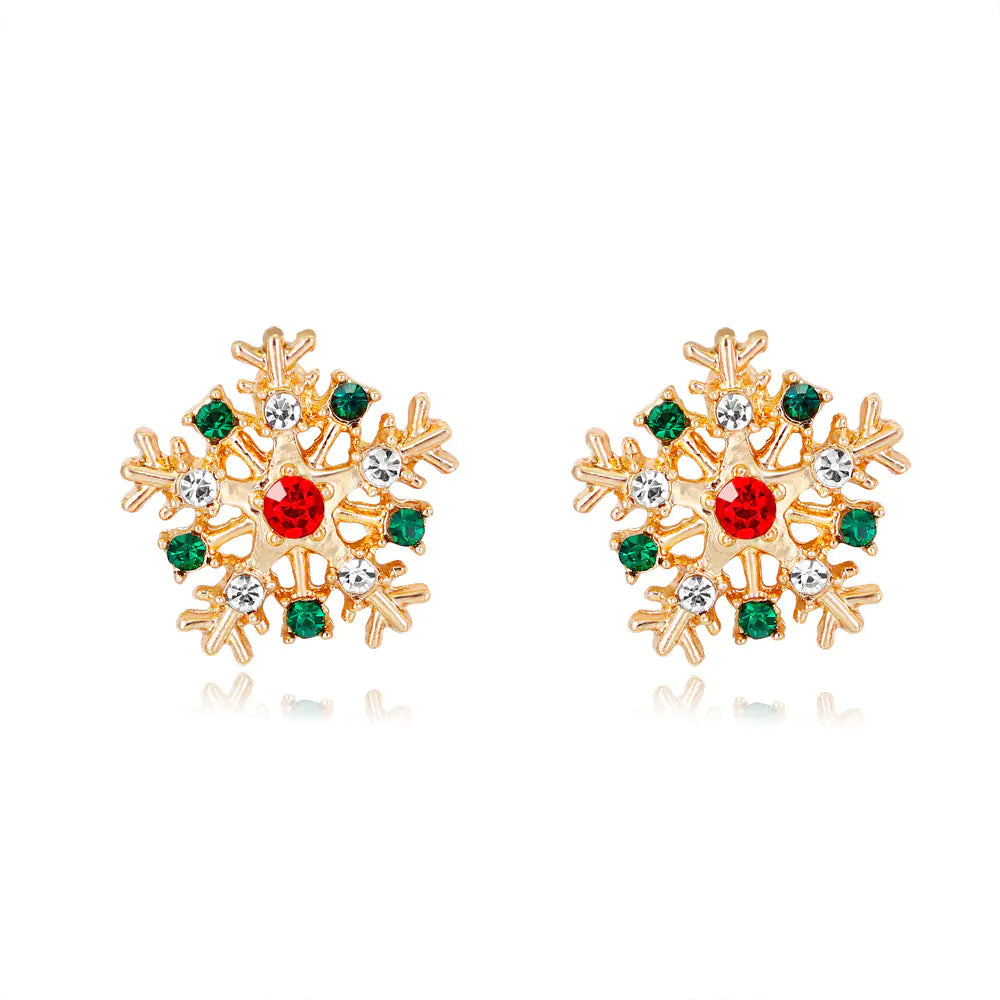 Christmas Snowflake Earrings with Rhinestones
