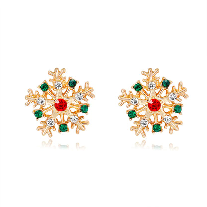 Christmas Snowflake Earrings with Rhinestones