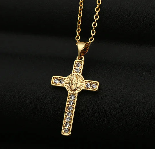Cross Religious Accessories with Virgin Mary Pendant Necklace
