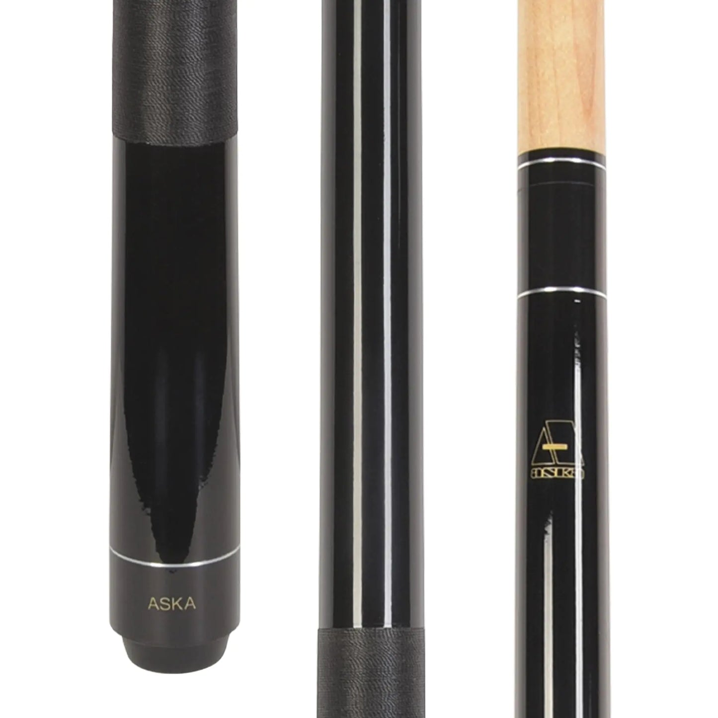 ASKA Pool Cue Stick 58" Maple Shaft 5/16x18 Joint 13mm Leather Tip LEC (Black 19-Ounce)