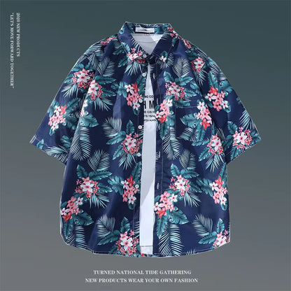Men's Vintage Hawaiian Floral Beach Shirt (Loose Fit)