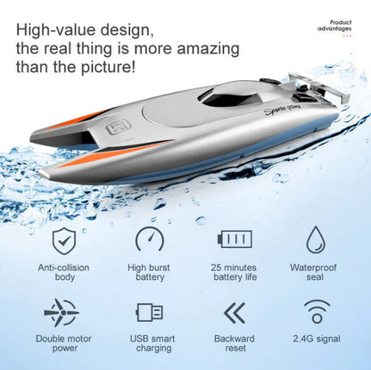 Dual Motor Remote Control Racing Boat for Kids
