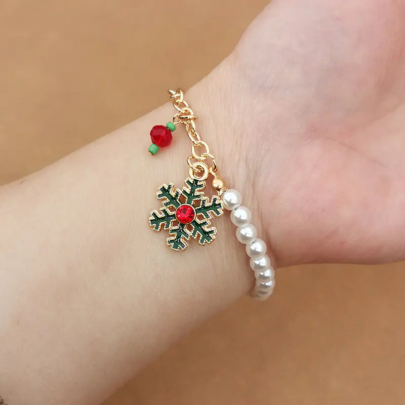Elk Snowflake Christmas Bell Bracelet