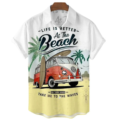 Men's Loose Fit 3D Hawaiian Print Short Sleeve Shirt